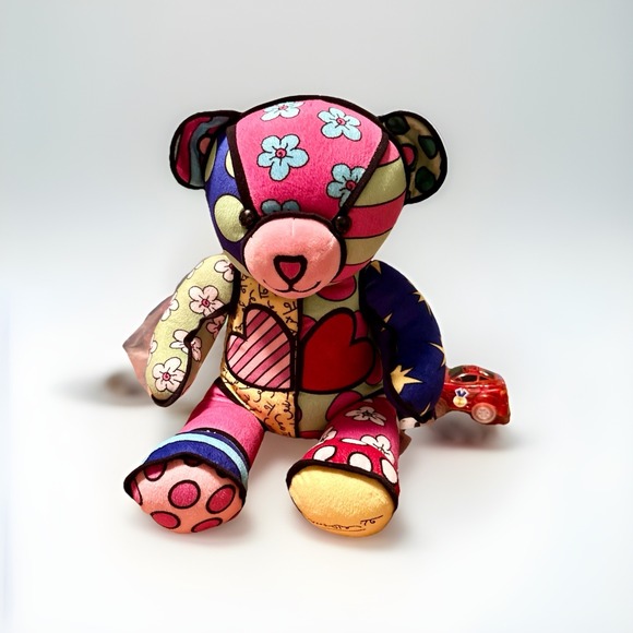 Romero Britto Build A Bear Plush Teddy Bear Brazil Pop Art Limited Edition 2015 - Picture 12 of 13